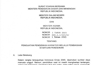 Edaran tentang Penguatan Pendidikan Karakter Melalui Pembiasaan di Satuan Pendidikan